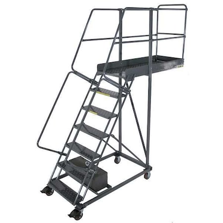 Ballymore 102 in H Steel Cantilever Rolling Ladder, 6 Steps, 300 lb Load Capacity CL-6-14-P