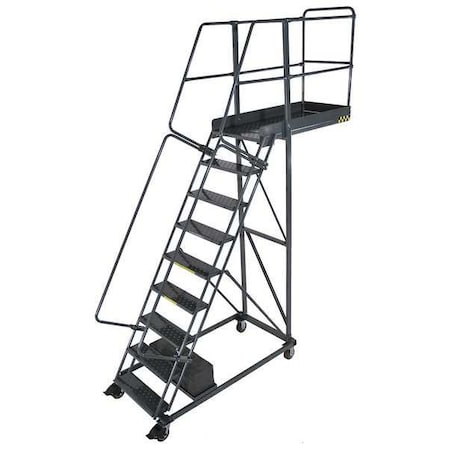 Ballymore 129 in H Steel Cantilever Rolling Ladder, 9 Steps, 300 lb Load Capacity CL-9-28-P