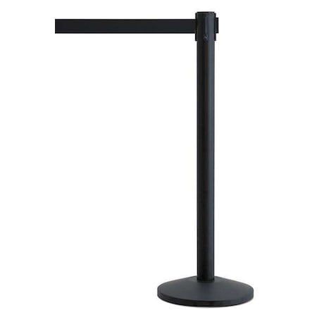 Queueway Barrier Post with Belt, Black, 7 1/2 ft Length, 39 in Post Height, No Legend QWAYPOST-33-B9