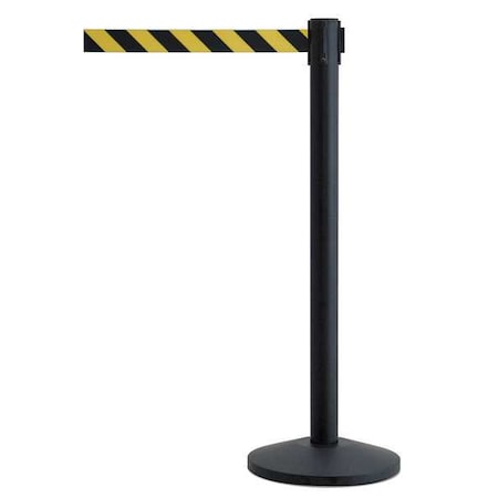 Queueway Barrier Post with Belt, Black, 7 1/2 ft Length, 39 in Post Height, No Legend QWAYPOST-33-D4