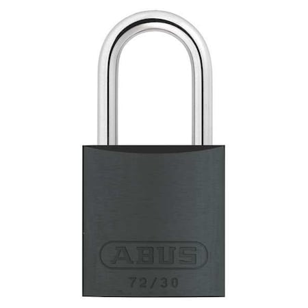 Abus Lockout Padlock, Keyed Different, Aluminum, Black, 1 in Shackle Height, 1 1/4 in Body Width 72/30 KD