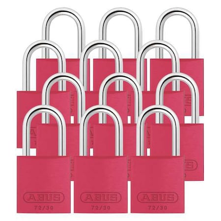 Abus Lockout Padlock, Keyed Alike, Aluminum, Red, 1 in Shackle Height, 1 1/4 in Body Width, 12 PK 72/30 KA X 12