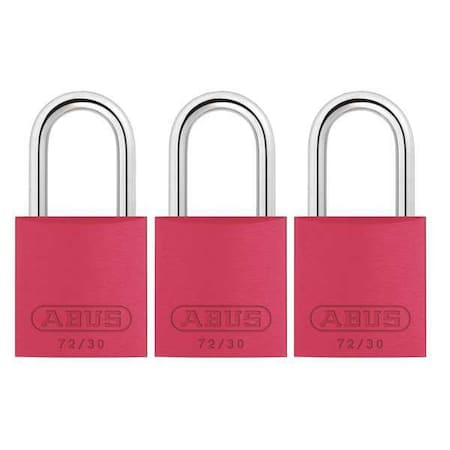 Abus Lockout Padlock, Keyed Alike, Aluminum, Red, 1 in Shackle Height, 1 1/4 in Body Width, 3 PK 72/30 KA X 3