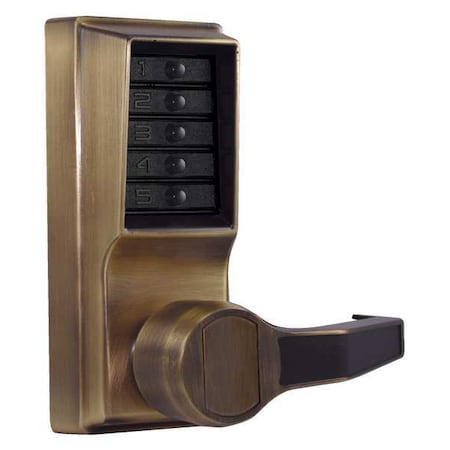 Simplex Mechanical Push Button Lockset, Antique Brass, 1-3/8" to 2-1/4" For Door Thickness LR10310541