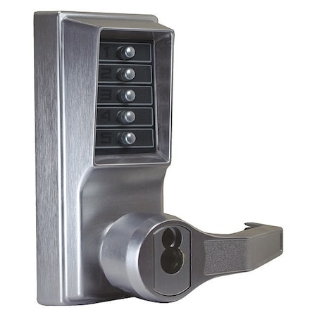 Simplex Mechanical Push Button Lockset, Satin Chrome, 1-3/8" to 2-1/4" For Door Thickness, 5 Number of Keys LL1021C26D41