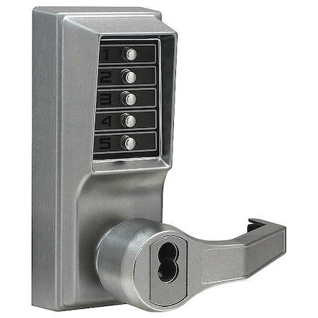 Simplex Mechanical Push Button Lockset, Satin Chrome, 1-3/8" to 2-1/4" For Door Thickness, 5 Number of Keys LRP1020B26D41