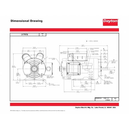 Dayton Capacitor-Start/Run General Purpose Motor, 1 1/2 hp HP, 115/208
