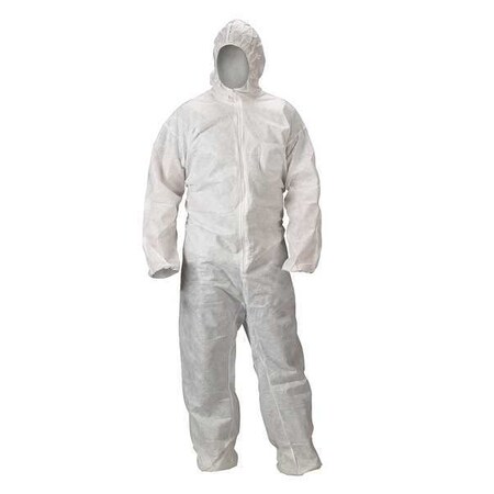 Condor Condor Hooded Coverall, Basic SMS, 1.5 oz Fabric Weight, White, Size Xl Inseam 29 1/2 in 31TU74