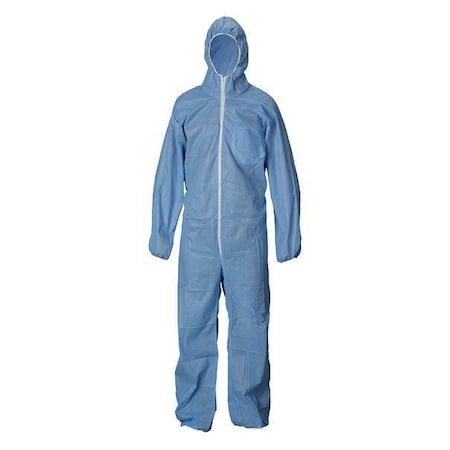 Condor Condor Hooded Coverall, Basic SMS, 1.5 oz Fabric Weight, Blue, Size M Inseam 28 in 31TU78