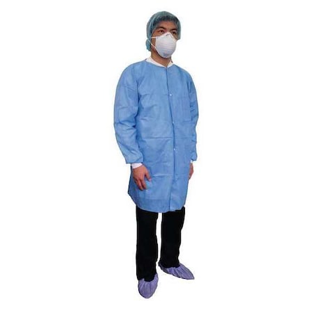 Condor Condor Disposable Lab Coat, SMS, Snaps Closure, Blue, M 31TV07