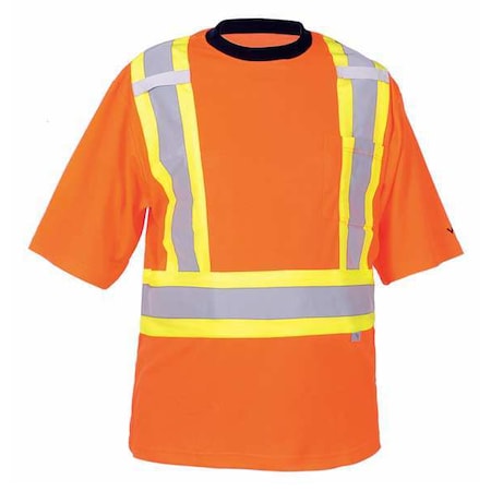 Viking Unisex High Visibility Short Sleeve Shirt, Polyester/Cotton, Pullover, Orange, 2XL 6000O-XXL