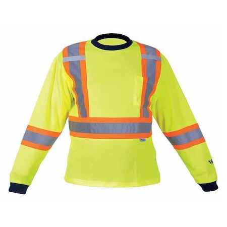 Viking Unisex High Visibility Long Sleeve Shirt, Polyester/Cotton, Pullover, Green, L 6015G-L
