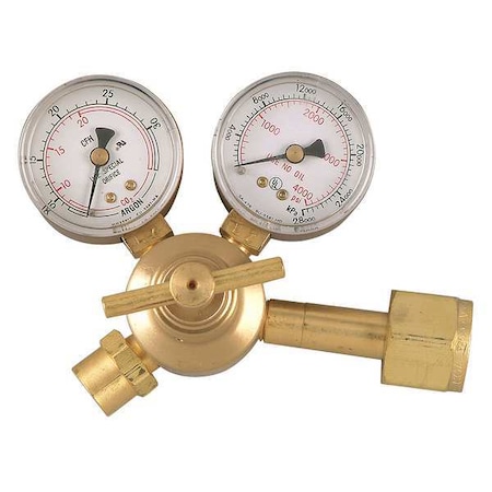 Radnor Flow Gauge Regulator, Carbon Dioxide, Single Stage, 0.825"-14 Inlet, 5/8"-18 Outlet, 0 to 38 scfh RAD64003038