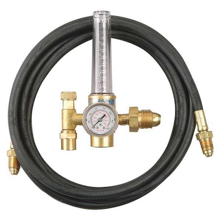 Radnor Flowmeter Regulator, Argon, Carbon Dioxide, Single Stage, 0.965"-14 Inlet, 5/8"-18 Outlet RAD64003041