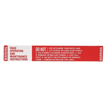 Coffing Hoists Coffing Warning Decal 687K6