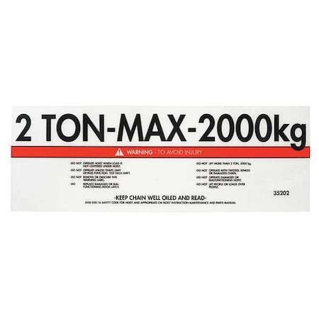 Cm Capacity/Warning Label 35202