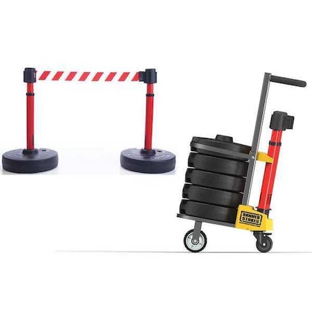 Banner Stakes PLUS Barricade System, Red w/ Wht Stripes PL4014