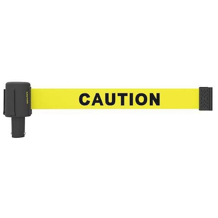 Banner Stakes Retractable Belt Head, Yellow, 15 ft Length, Caution PL4068