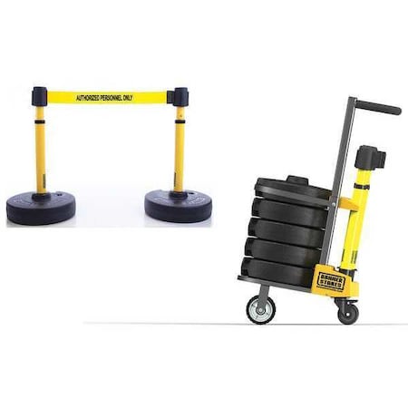 Banner Stakes Belt Barrier System, 15 ft Length, 22 in to 42 in Post Height, Authorized Personnel Only PL4004