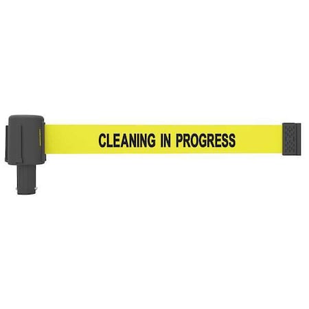 Banner Stakes Retractable Belt Head, Yellow, 15 ft Length, Cleaning in Progress, Matte PL4034