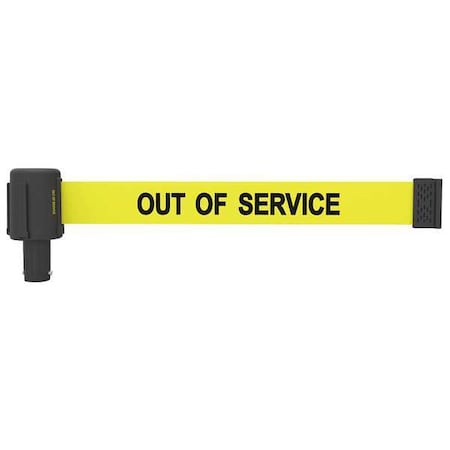 Banner Stakes Retractable Belt Head, Yellow, 15 ft Length, Out of Service, Matte PL4037