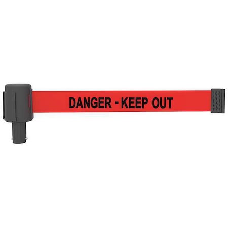 Banner Stakes Retractable Belt Head, Red, 15 ft Length, Danger Keep Out, Matte PL4049