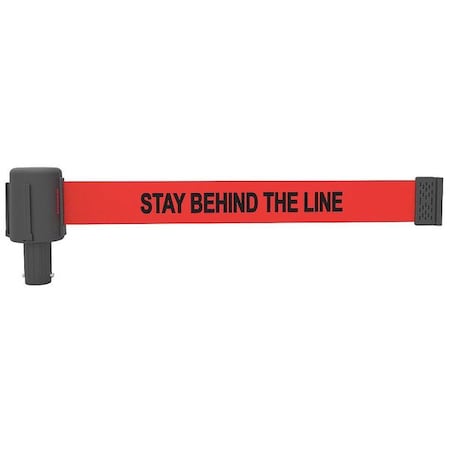 Banner Stakes Retractable Belt Head, Red, 15 ft Length, Stay Behind the Line, Matte PL4050
