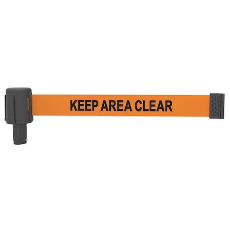 Banner Stakes Retractable Belt Head, Orange, 15 ft Length, Keep Area Clear, Matte PL4059