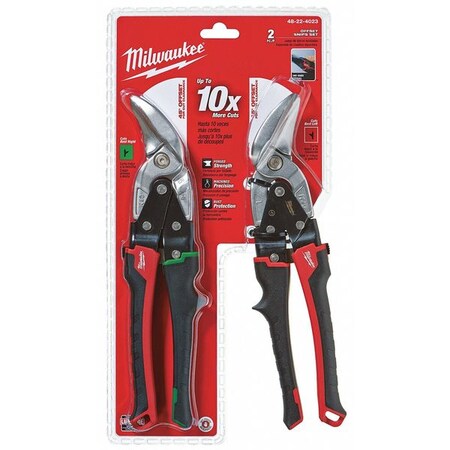 Milwaukee Tool Offset Metal Cutting Snip Set, Left/Right, 10", Forged steel 48-22-4023