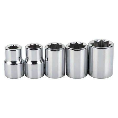 Proto 3/8" Drive Socket Set SAE 5 Pieces 1/4 in to 1/2 in , Full Polish J52109