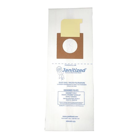 Janitized Vaccum Filter Bag, 2-ply, Micro Filter, 3 PK JAN-HVY-2(3)