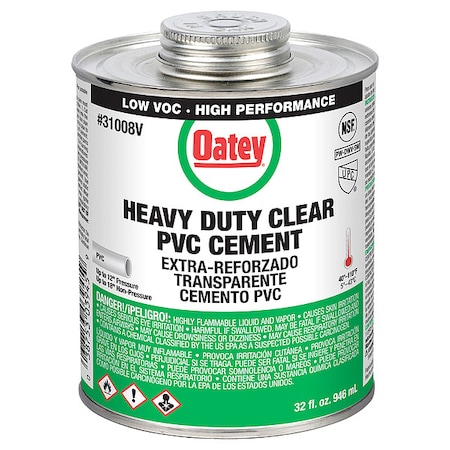Oatey Cement, Brush-Top Can, 32 fl oz, Clear 31008V