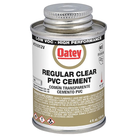 Oatey Pipe Cement, Can, 4 fl oz, Clear 31012V
