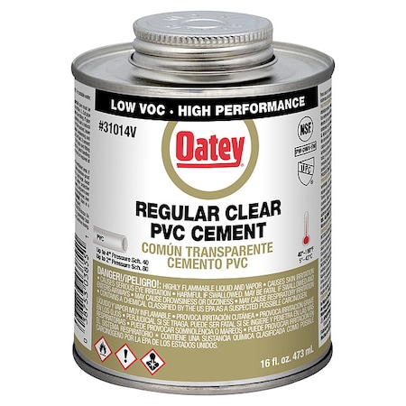 Oatey Cement, Brush-Top Can, 16 fl oz, Clear 31014V