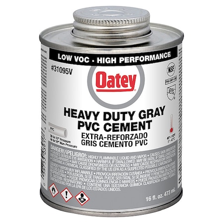 Oatey Cement, Brush-Top Can, 16 fl oz, Gray 31095V