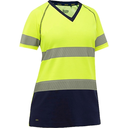 Bisley Women's Hi-Vis Short Sleeve T-Shirt, 2, R, Cotton, Polyester, Yellow/Black, M 312W1118T-YN/M