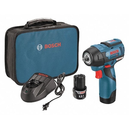 Bosch 12V 3/8" Cordless Brushless Impact Wrench Kit with Charger and Carry Case PS82-02