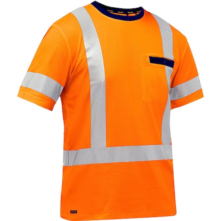 Bisley High-Visibility Shirt, Cotton, Polyester, Orange, L 313M1118H-O/L