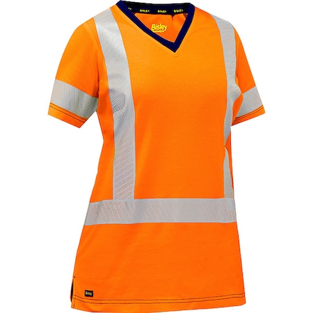 Bisley Women's Hi-Vis Short Sleeve T-Shirt, 3, R, Cotton, Polyester, Orange, XL 313W1118H-O/XL