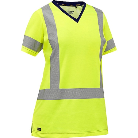 Bisley Women's Hi-Vis Short Sleeve T-Shirt, 3, R, Cotton, Polyester, Yellow, S 313W1118X-Y/S