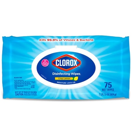 Clorox Disinfecting Wipes, Crisp Lemon, 75 ct, PK6 31404