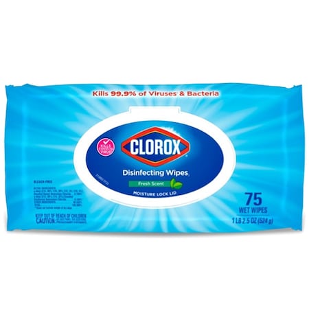 Clorox Disinfecting Wipes, White, Fresh, 75 ct, PK6 31430
