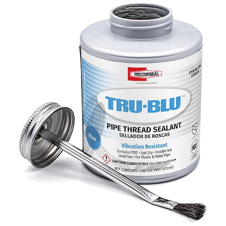 Rectorseal Pipe Thread Sealant 16 fl oz, Brush-Top Can, Tru-Blu, Blue, Paste 31431