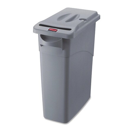 Rubbermaid Commercial 15-7/8 gal. Rectangular Container, Slim Jim Confidentl Docs, Light Gray 9W25LGY