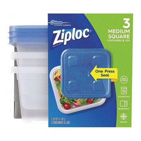 Ziploc Container, Square, Med, PK3 650862