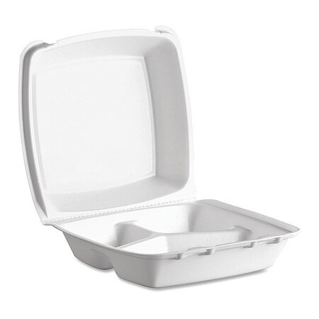 Pactiv Container, Foam, 3 Compartmnt, PK150 YTD18803