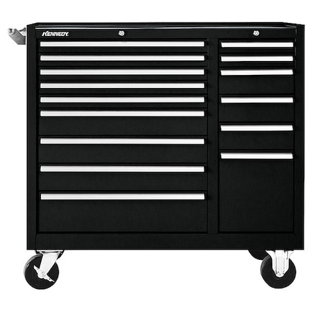 Kennedy Rolling Tool Cabinet, 15 Drawer, Black, 39 in W 315XBK