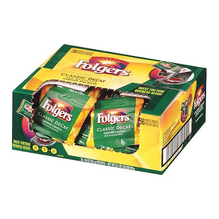 Folgers Classic Decaf Medium Roast Ground Coffee, 36- .9 Ounce Fraction Packets, Frac Packs