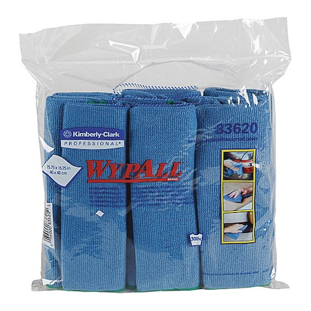 Wypall Microfiber Cleaning Cloth, Blue, 6PK 83620