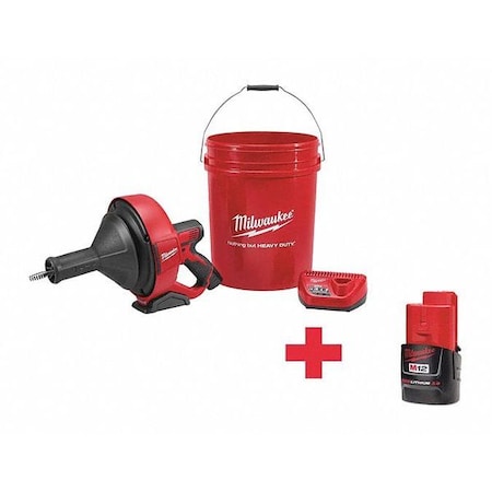 Milwaukee Tool M12 Drain Snake w/ 5/16" Cable + M12 3.0 Compact Battery 2571-21, 48-11-2430